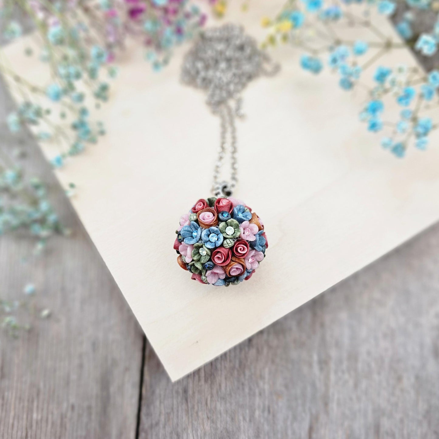 Polymer Clay Floral Pendant