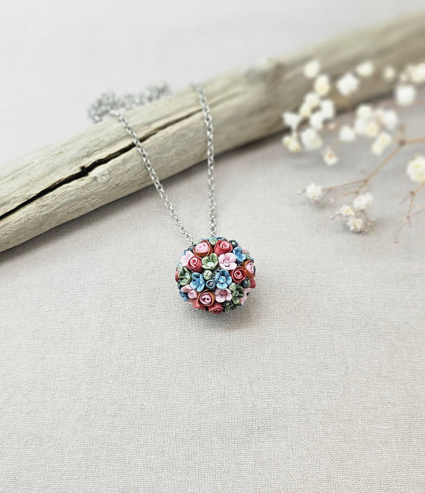Polymer Clay Floral Pendant