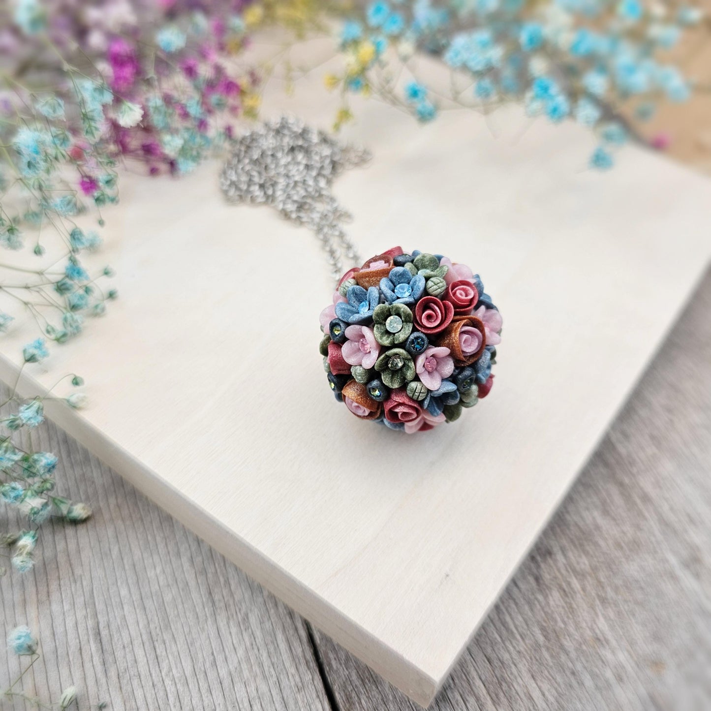 Polymer Clay Floral Pendant