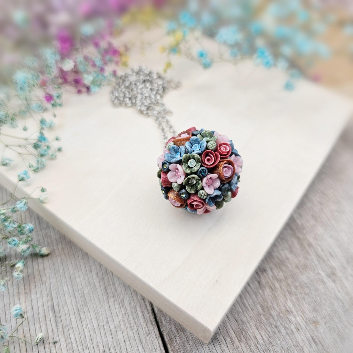 Polymer Clay Floral Pendant
