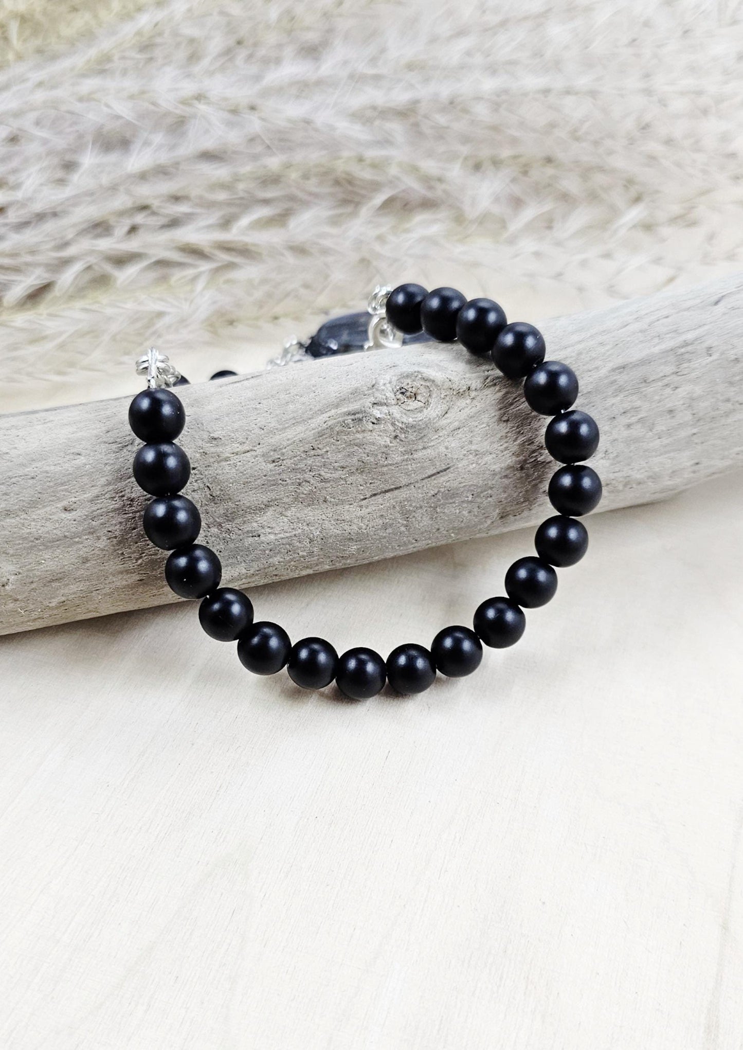 Unique one of a kind bracelet with blue labradorite and black hematite