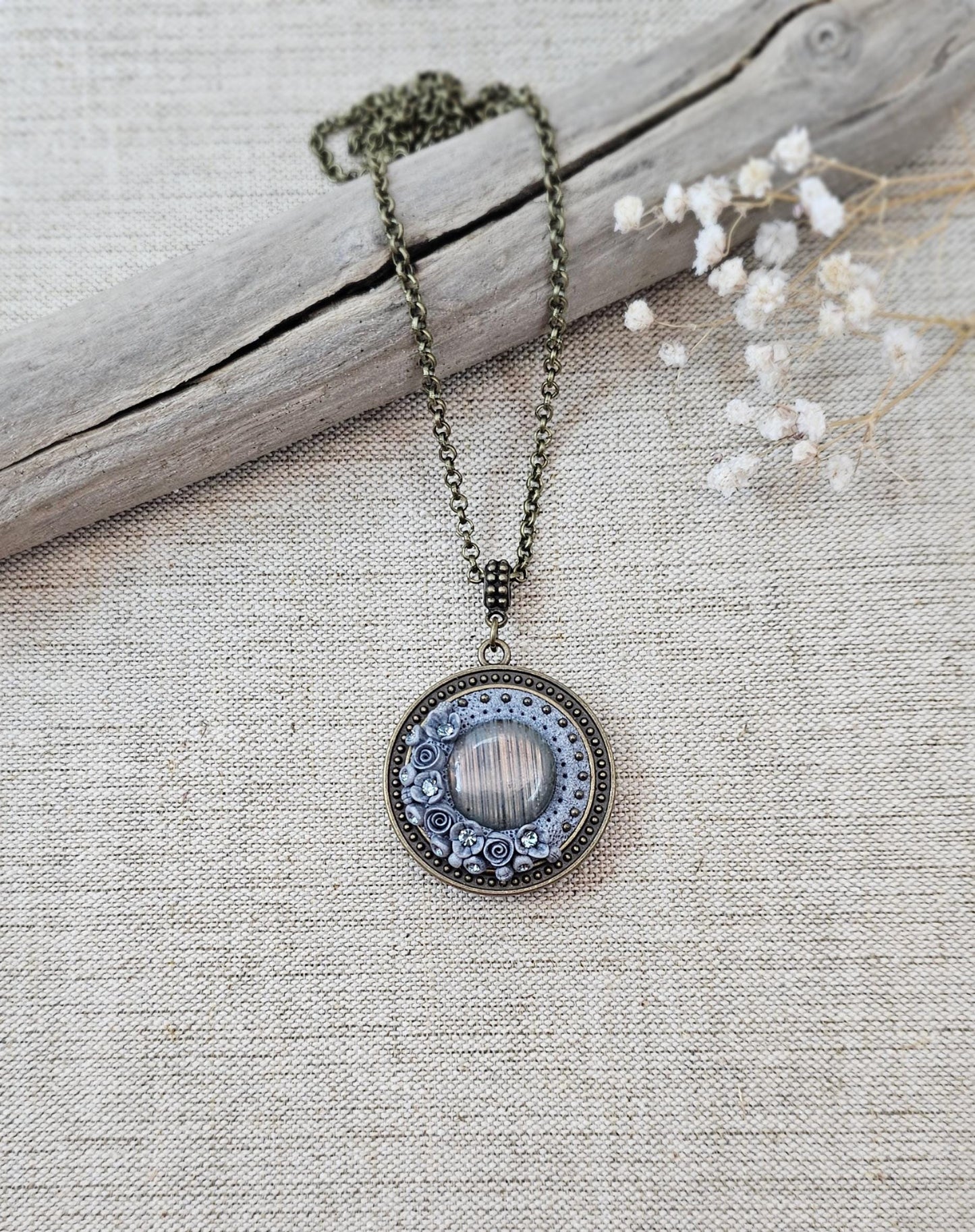 wonderful talisman, amulet. Handmade pendant with labradorite. Jewelry for a photo. Jewelry for essential oil.