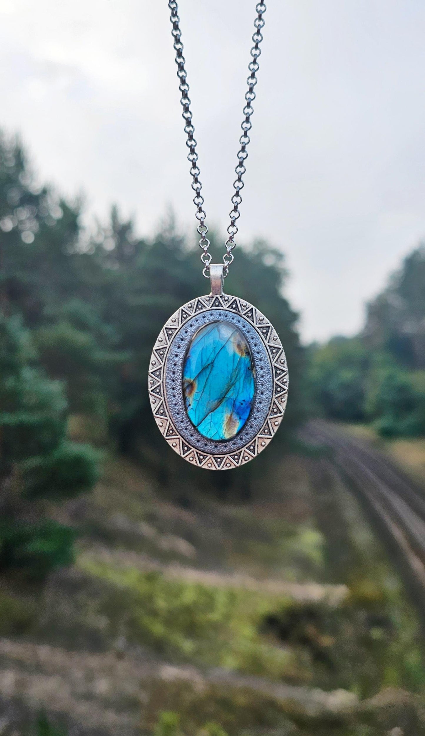 Double-Sided Handcrafted Pendant with Labradorite and Opening Locket