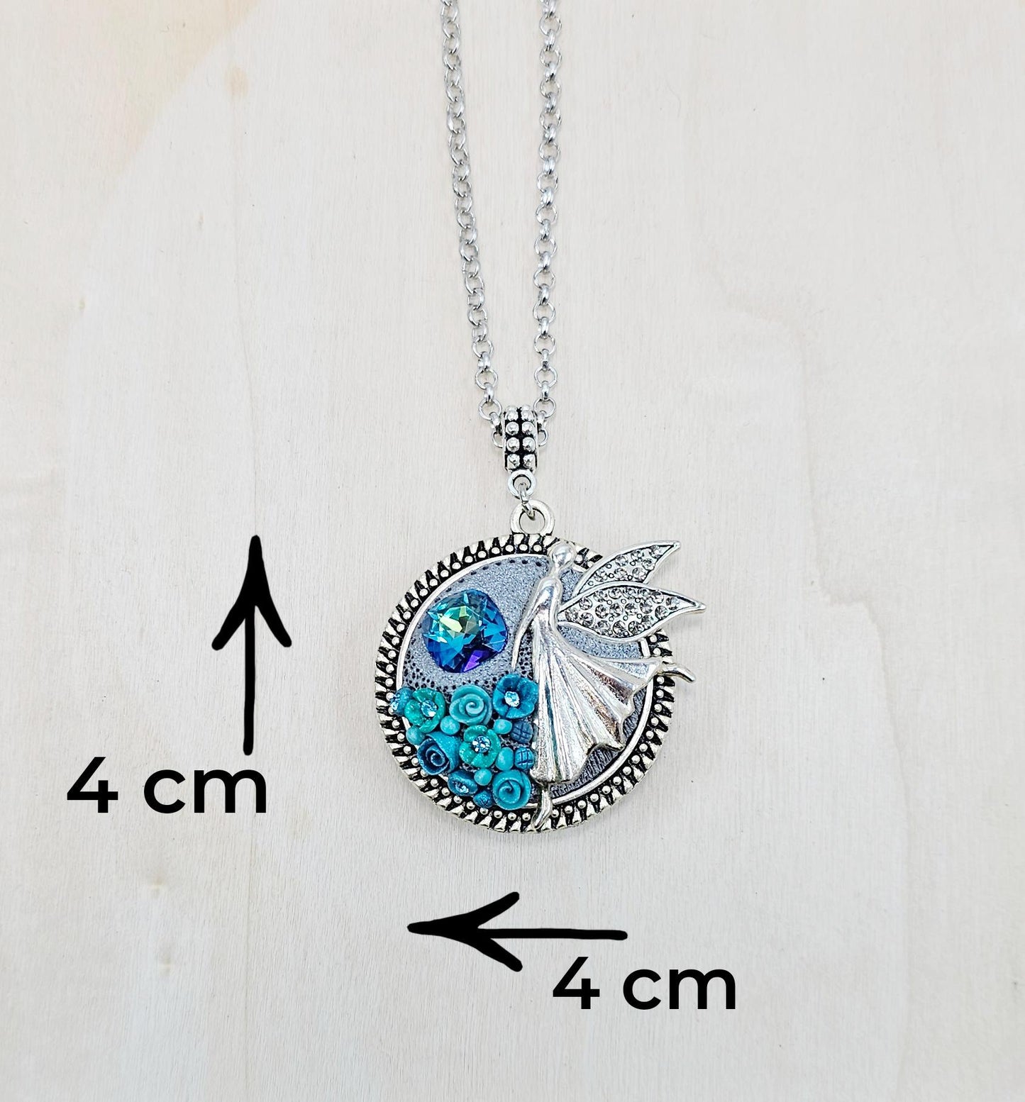 double sided turquoise polymer clay flowers, pendant locket, fairy, angel, for photoor essential oil, gift fot Valentine day