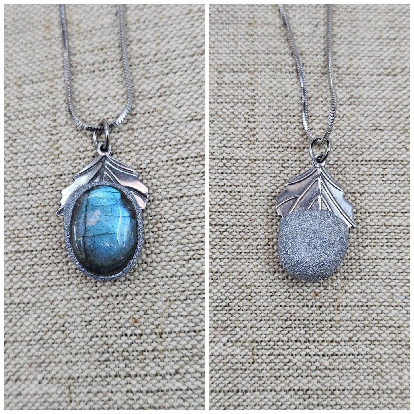 Bright Labradorite Teardrop Necklace – Intense Blue Glow Pendant – Stainless Steel Chain – Magical Statement Jewelry for Her