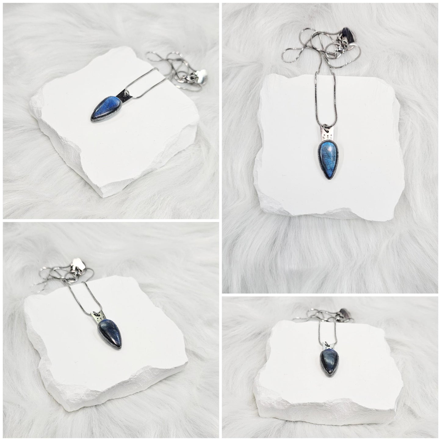 Cat pendant. For cats lover. Handmade labradorite pendant necklace with a short stainless steel chain. Features a unique polymer clay setting. One of a kind magical jewelry, perfect gift for her.