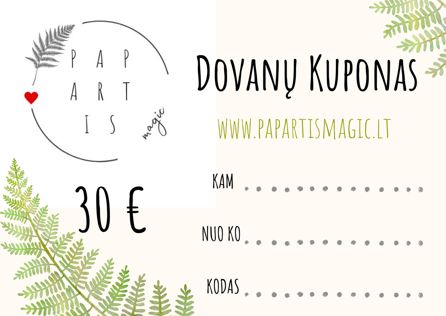 30€ vertės dovanų kuponas