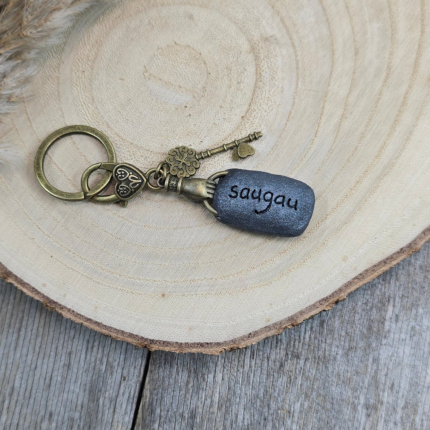 Raktų pakabukas su labradoritu