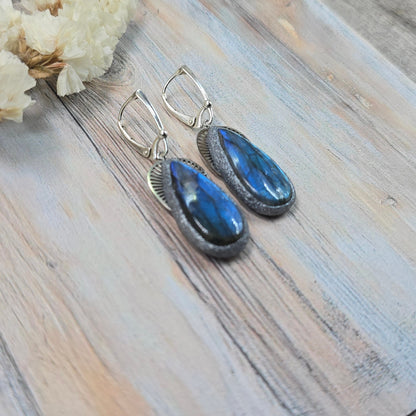 Labradorito auskarai 'Didesni lašai'