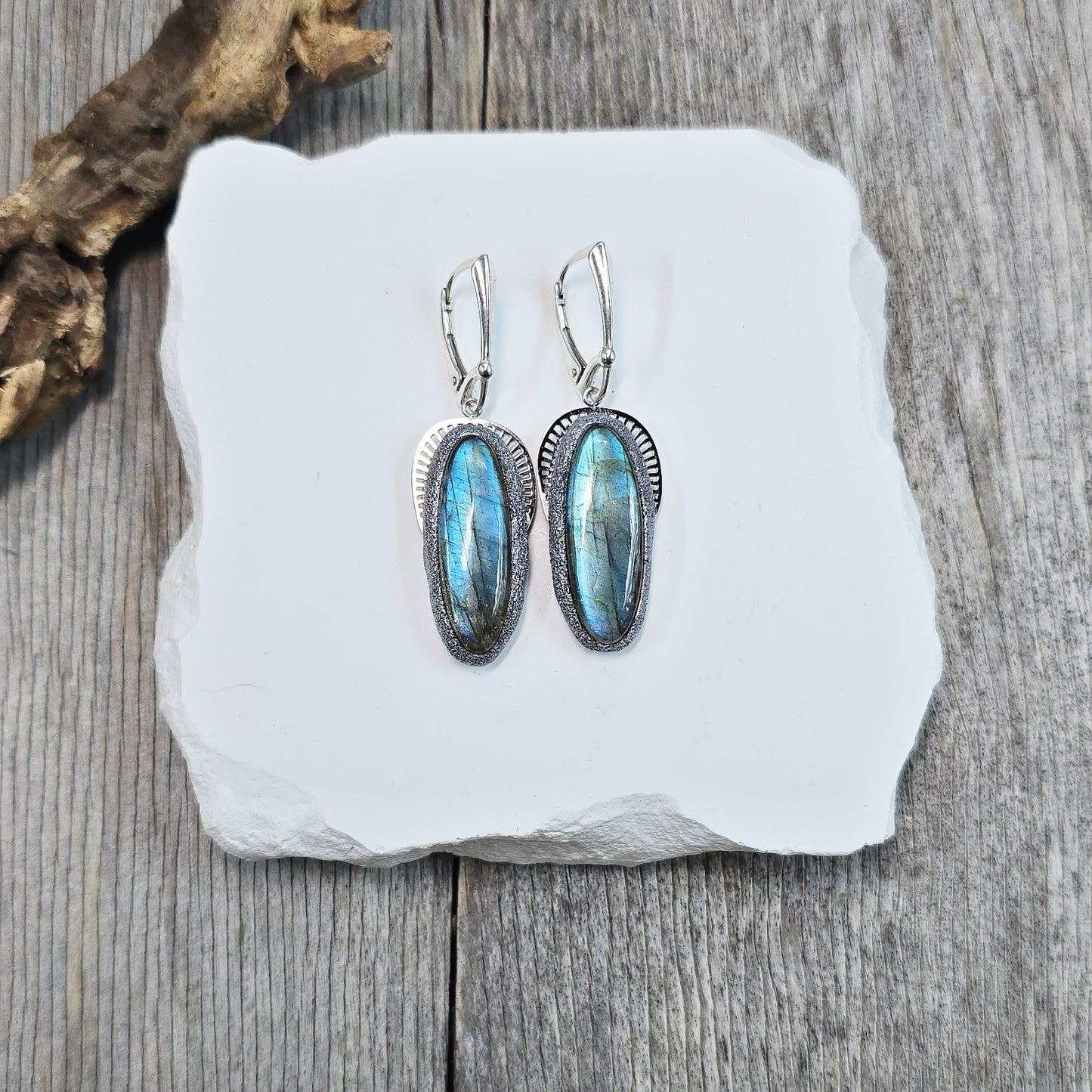 Labradorito auskarai 'Ovalai'