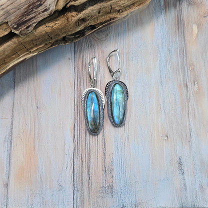 Labradorito auskarai 'Ovalai'