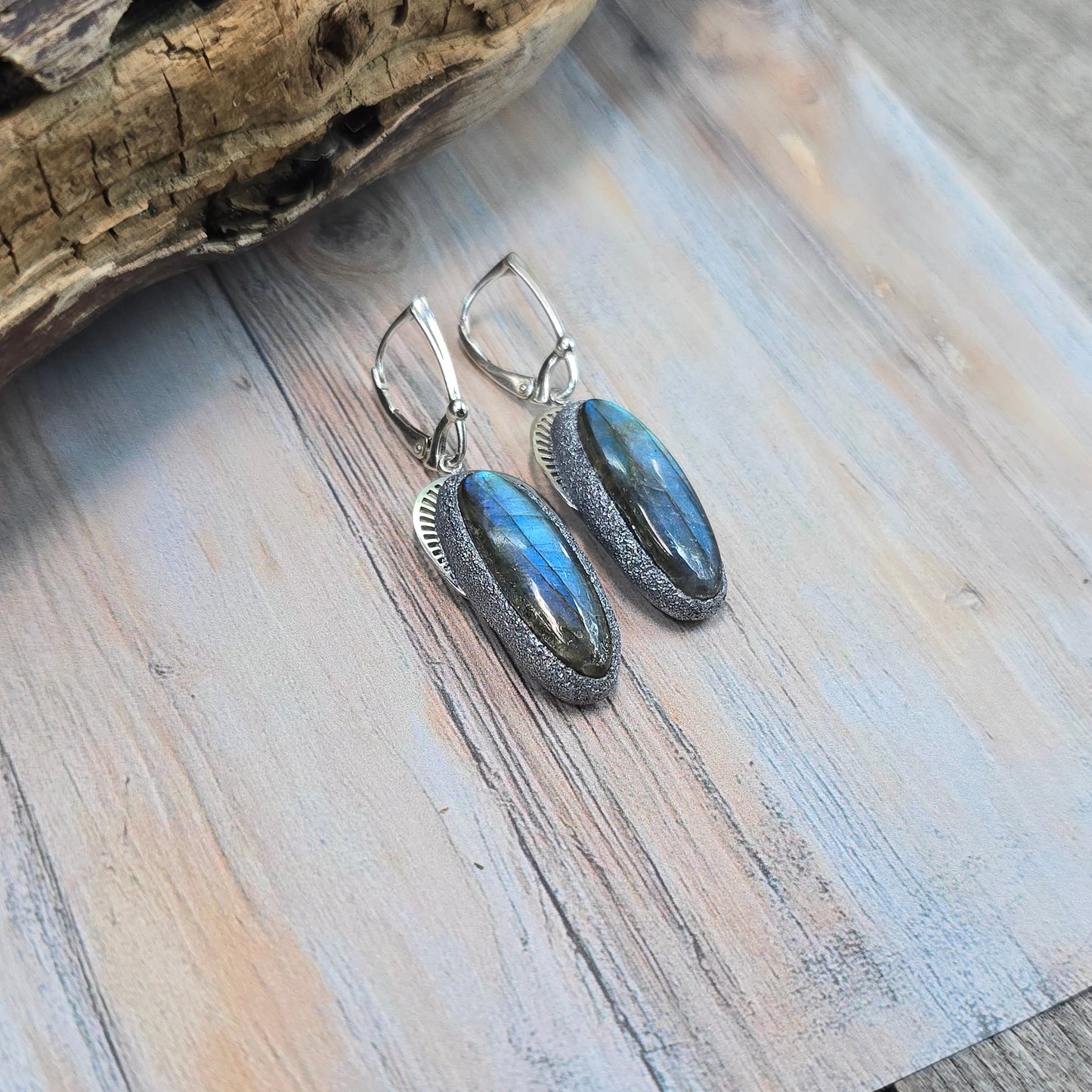 Labradorito auskarai 'Ovalai'