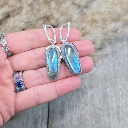 Labradorito auskarai 'Ovalai'