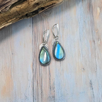 Labradorito auskarai 'Lašeliai'