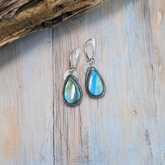 Labradorito auskarai 'Lašeliai'