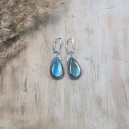 Labradorito auskarai 'Lašeliai'