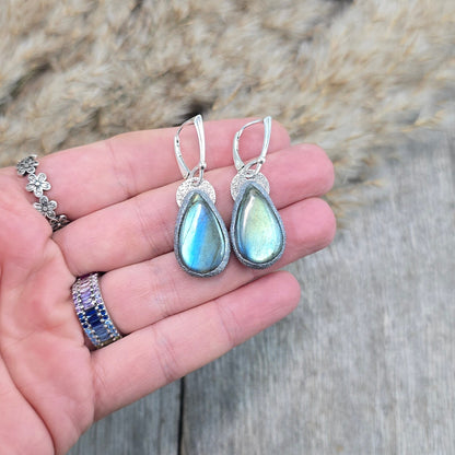 Labradorito auskarai 'Lašeliai'