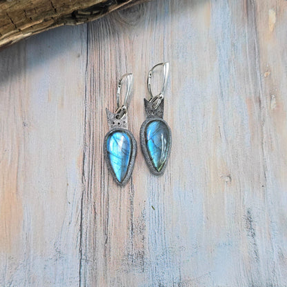 Labradorito auskarai 'Katinėliai'