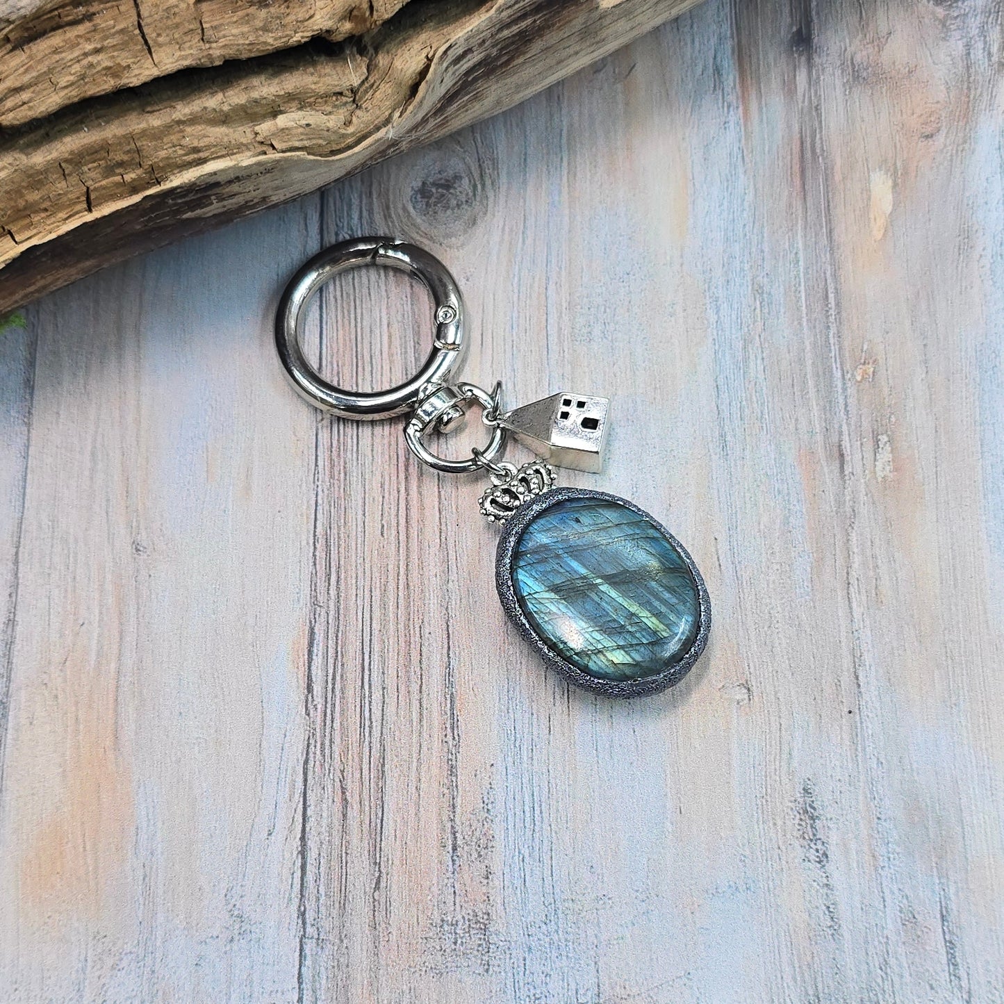 Raktų pakabukas su labradoritu