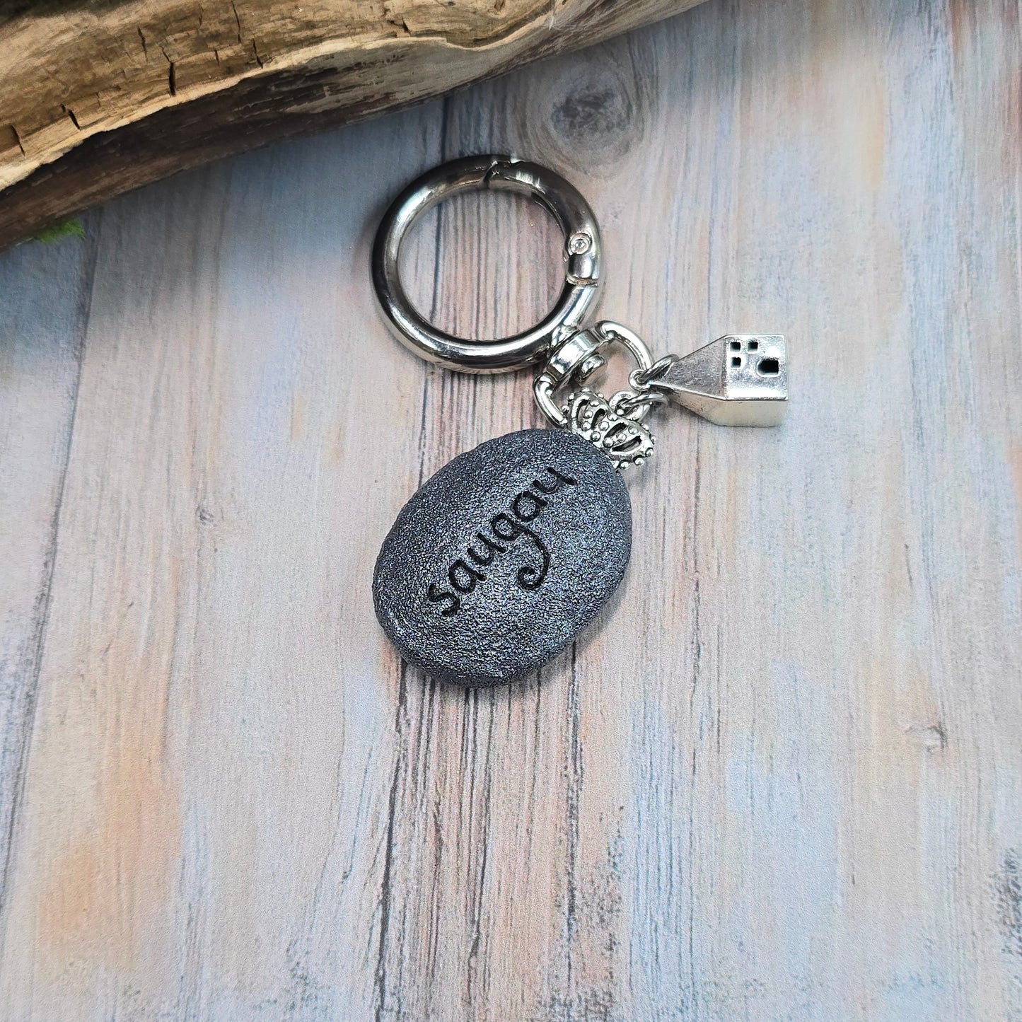 Raktų pakabukas su labradoritu