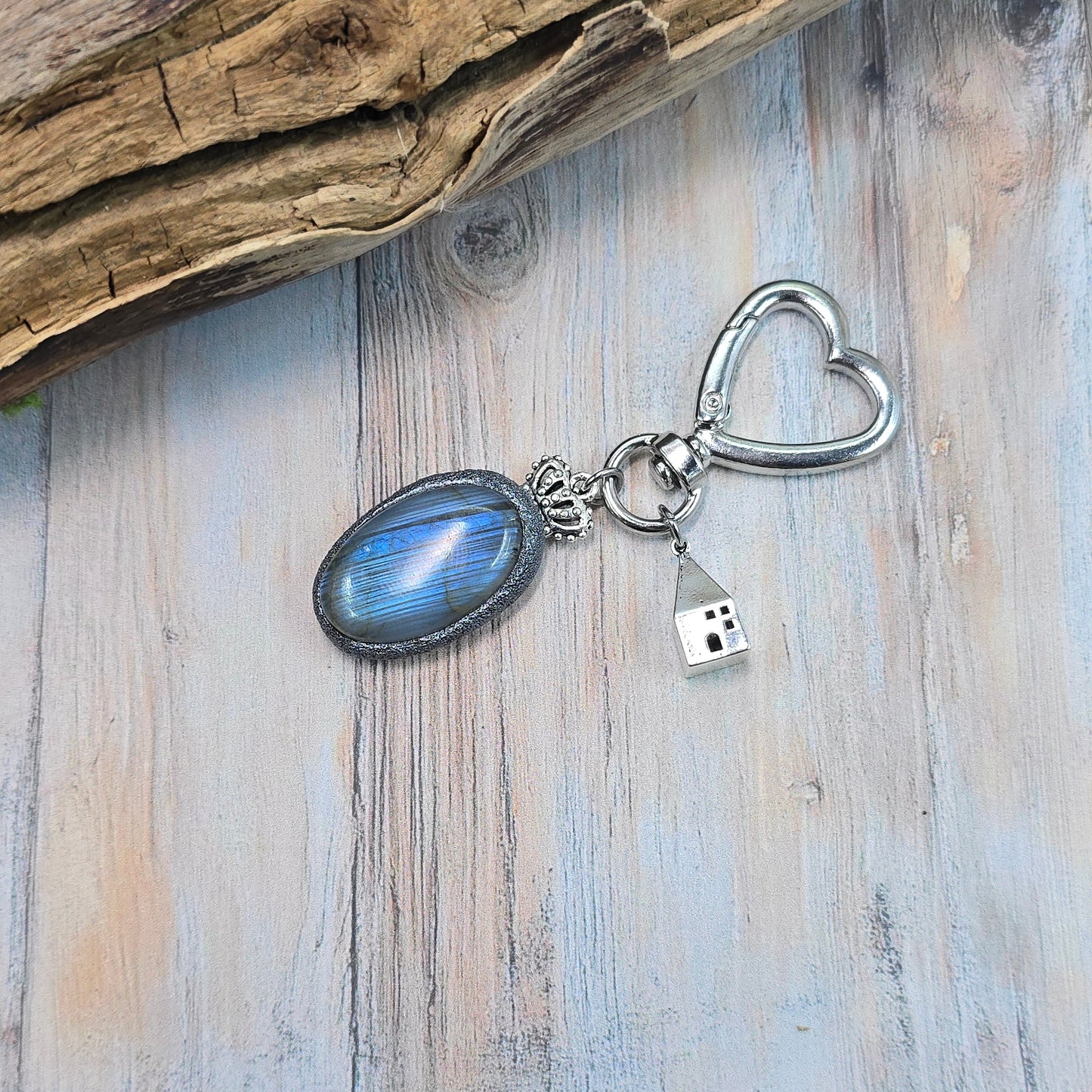 Raktų pakabukas su labradoritu
