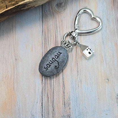 Raktų pakabukas su labradoritu