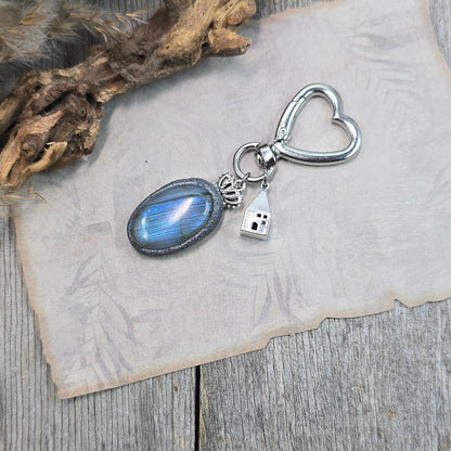 Raktų pakabukas su labradoritu