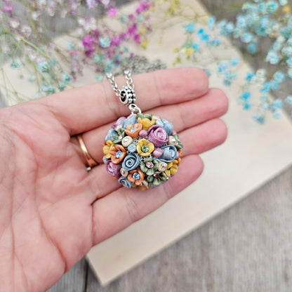 colored pendant made of polymer clay ball
