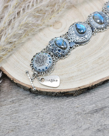 unique bracelet with tree labradorite stone, labradorite bracelet, bracelet with locket, photo bracelet, tree of life, owl jewelry, imagine. blue bracelet