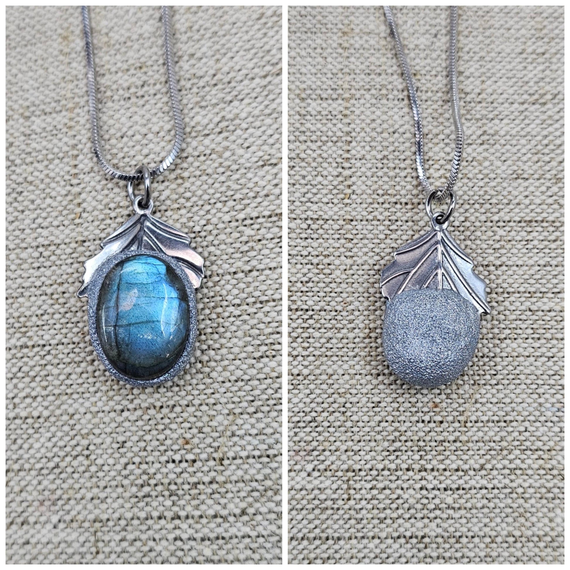Bright Labradorite Teardrop Necklace – Intense Blue Glow Pendant – Stainless Steel Chain – Magical Statement Jewelry for Her