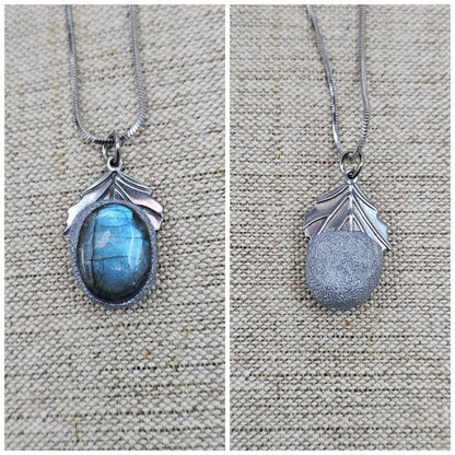 Bright Labradorite Teardrop Necklace – Intense Blue Glow Pendant – Stainless Steel Chain – Magical Statement Jewelry for Her
